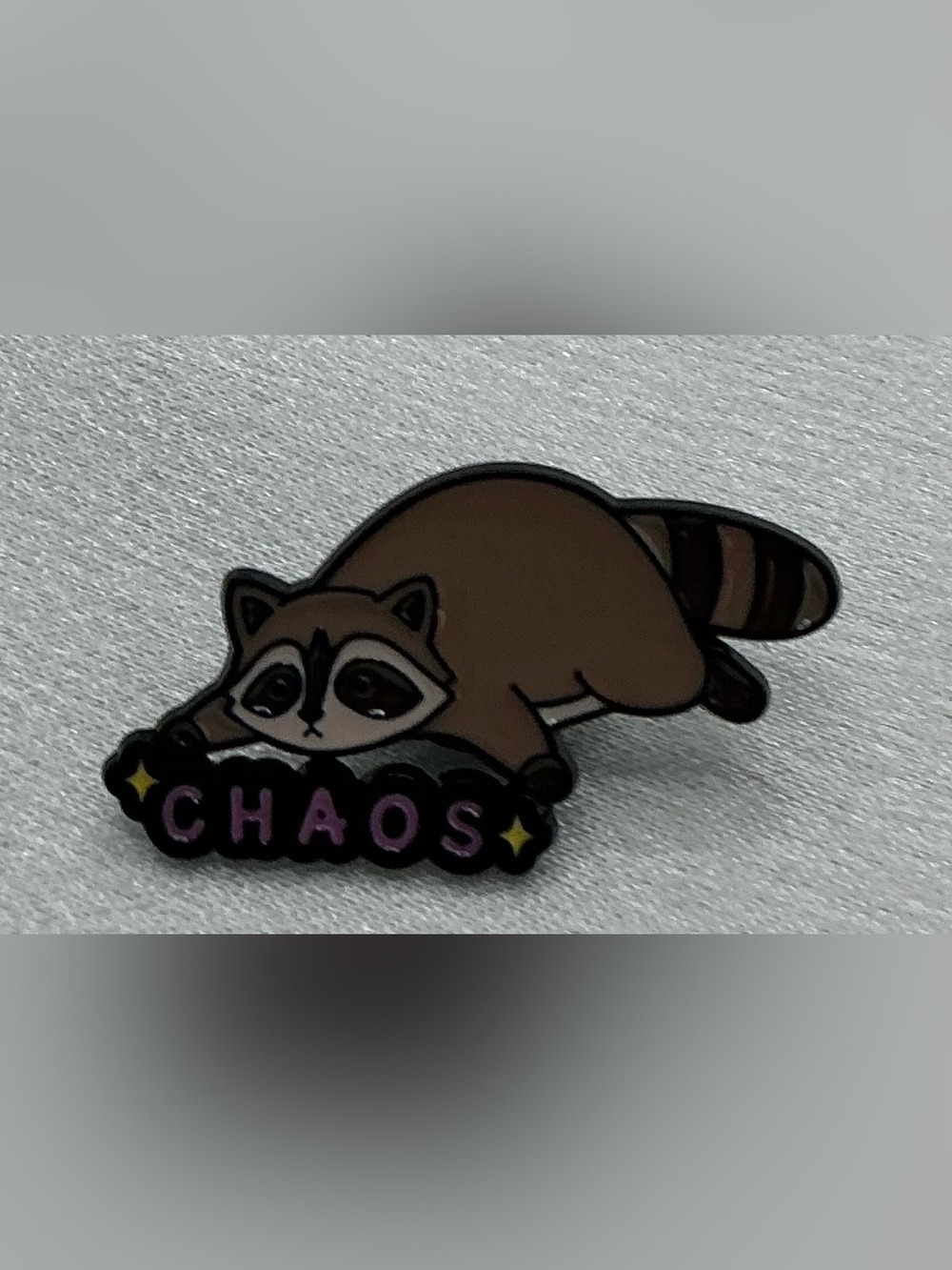 ENAMEL LAPEL PIN RACOON CHAOS